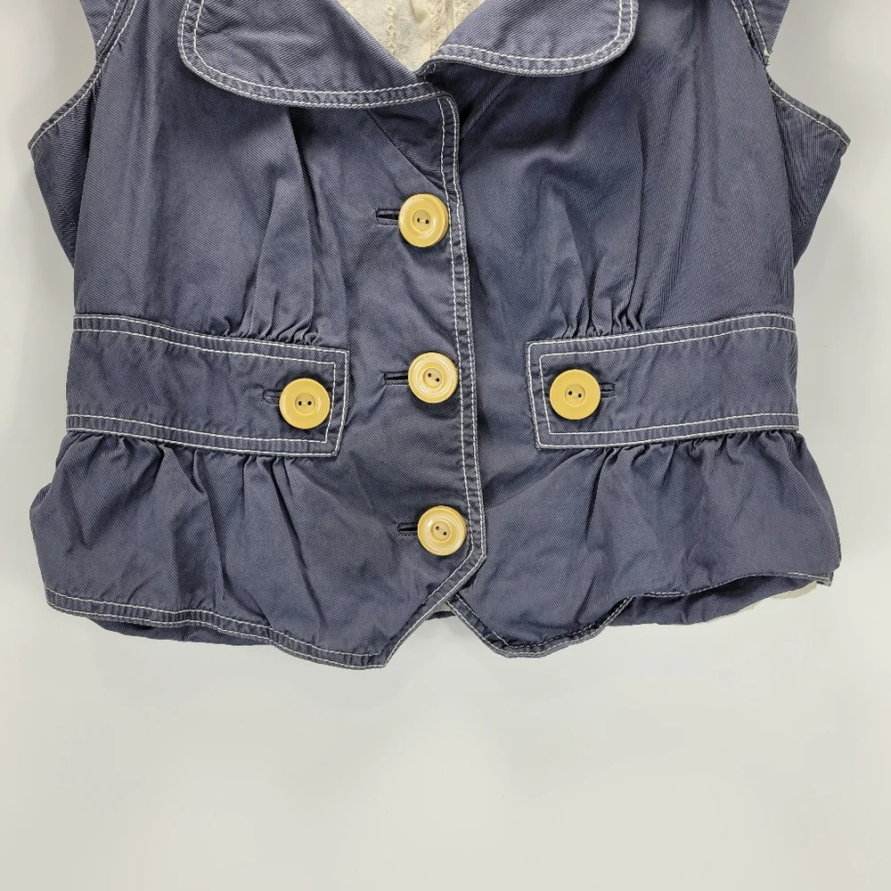Elevenses Anthropologie Ruffle Button Top Womens 8 Dainty Festival Prairie Boho - Picture 2 of 11